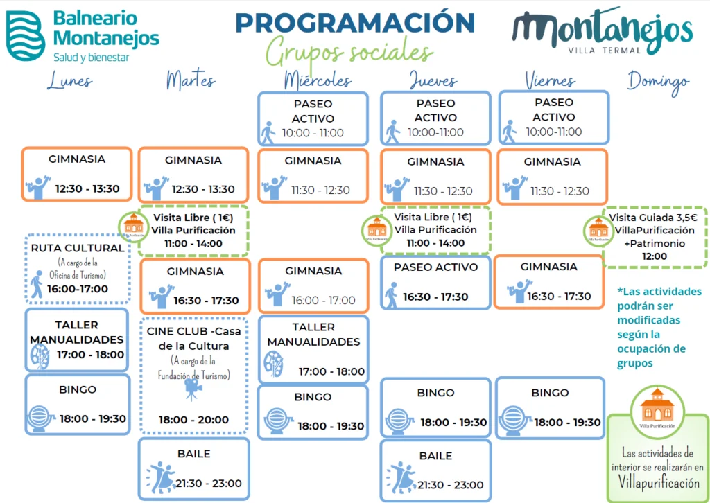 Calendario de Actividades en Montanejos marzo 2025